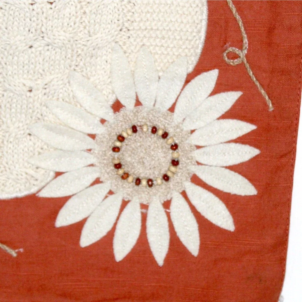 Pier 1 Imports Table Runner Fall Floral orange white seeds 70